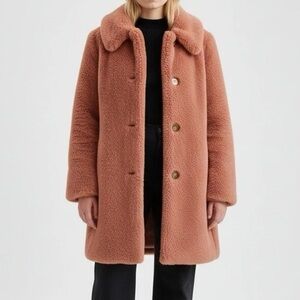 J. Crew Rose Pink Fur Teddy Coat